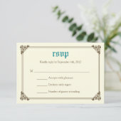Storybook Fairytale Wedding Carte RSVP - Turquoise (Debout devant)