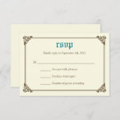Storybook Fairytale Wedding Carte RSVP - Turquoise (Devant / Derrière)