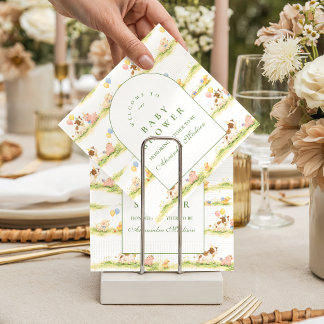 Storybook Farm Animals Pastel Baby Shower Servet