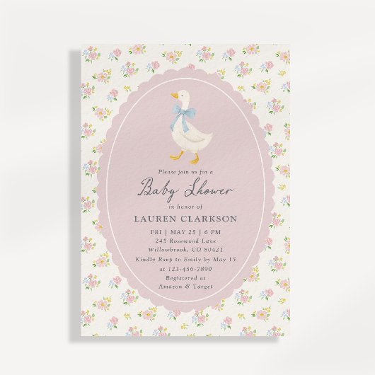 Storybook Garden Goose Baby Shower Invitation