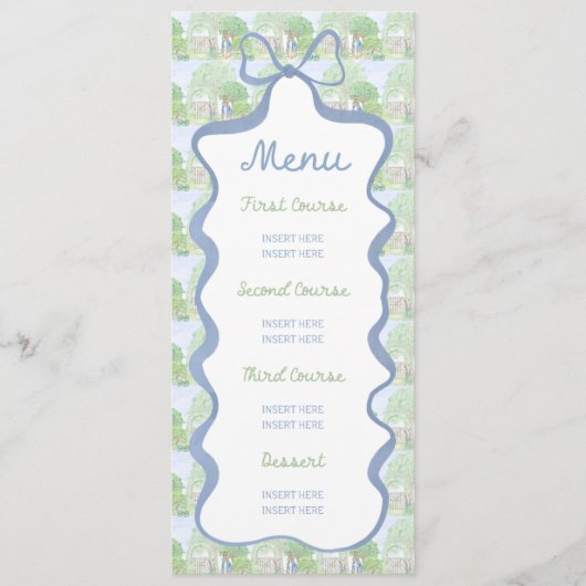 Storybook Garden Rabbit Inspired Baby Shower menu (Devant)