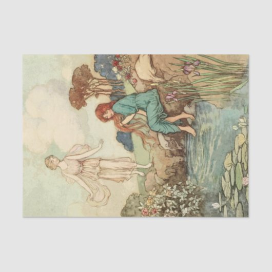 Storybook Lady Bathing ontkoppeling Tissuepapier (Voorkant)