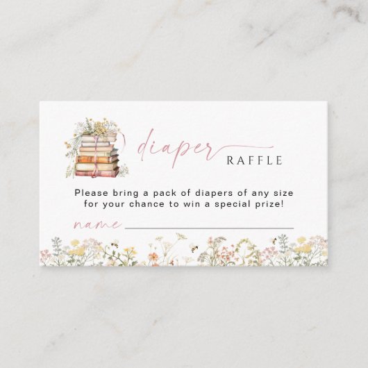 Storybook Luier Raffle Insert Verzoek Meisje Bloem Informatiekaartje (Voorkant)