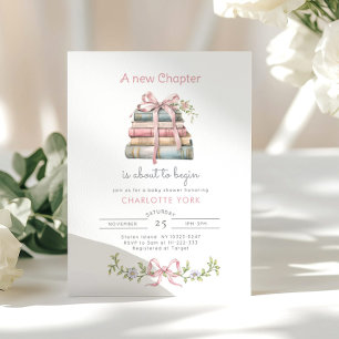 Storybook Nieuw Chapter Bow Baby meisje douche Kaart