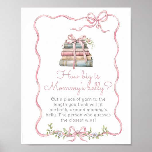 Storybook Pink Bow Hoe groot is mama's buik Poster (Voorkant)