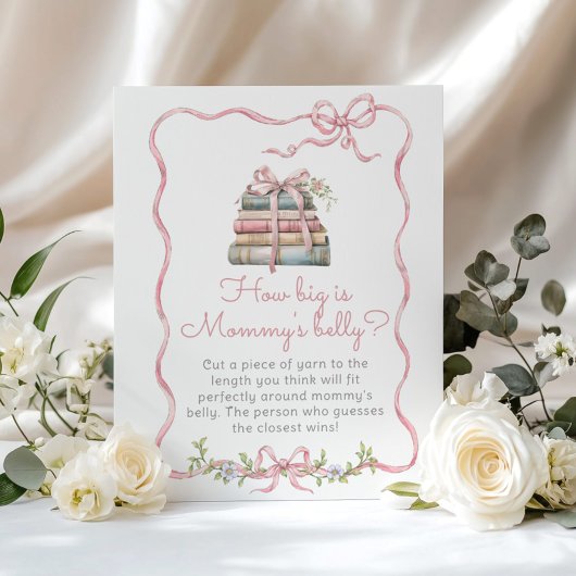 Storybook Pink Bow Hoe groot is mama's buik Poster