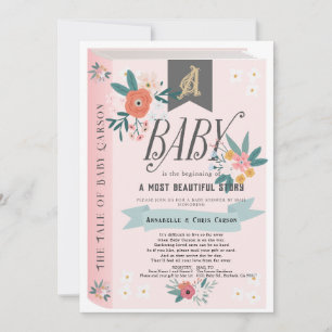 Storybook Pink Floral Girl Baby shower per post Kaart