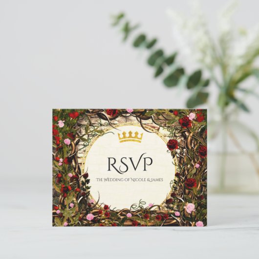 Storybook Princess Briar Roos RSVP Uitnodiging Briefkaart (Staand voorkant)