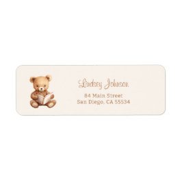 Storybook Teddy Bear Baby Shower Return Address Etiket