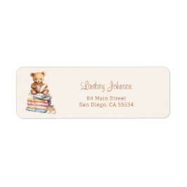 Storybook Teddy Bear Baby Shower Return Address Etiket