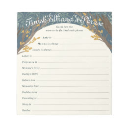 Storybook Woodland Baby shower Finish Phrase Game Notitieblok