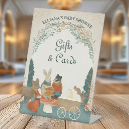 Storybook Woodland Friends Baby shower Cadeau Reclamebord Met Voetstuk