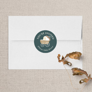 Storybook Woodland Friends Baby shower Invite Ronde Sticker