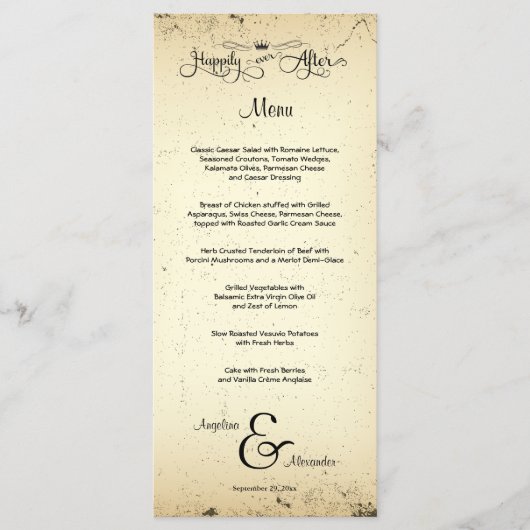 Storyline  Wedding Menu Kaart (Voorkant)