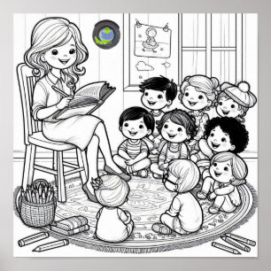 Storytime Circle Kleurplaat Poster
