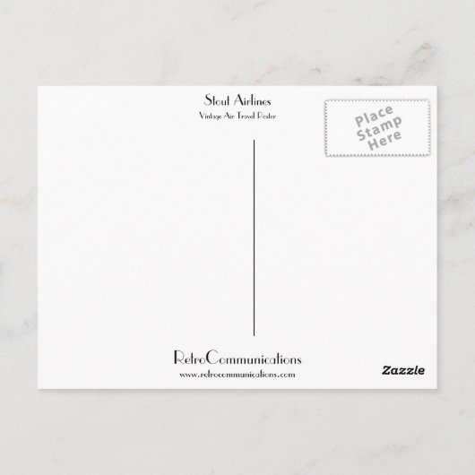 Stout Airlines Briefkaart (Achterkant)