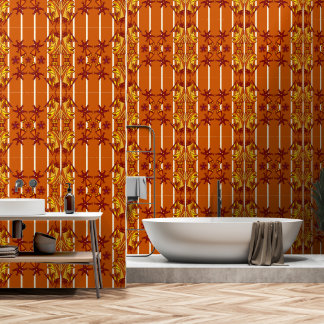 Stout Art Deco Behang in Oranje