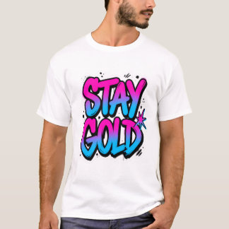 Stout Graffiti Blijf Goud Streetwear Sticker T-shirt