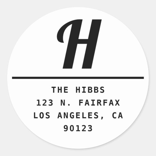 Stout Modern Zwart & Wit Retouradres Ronde Sticker (Voorkant)