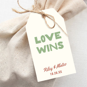Stout Moderne Aardtinten LOVE WINS Huwelijksgunst Cadeaulabel