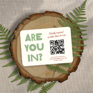 Stout Moderne Funky Aardtoneel QR Code Bruiloft RSVP Kaartje