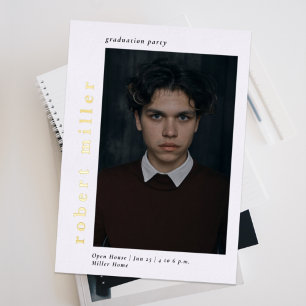 Stout Naam Modern Luxe Foto Afstuderen Folie Uitnodiging