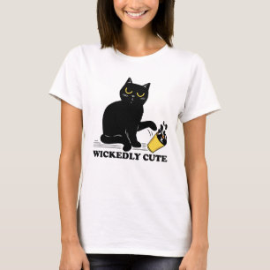 Stout Schattig Zwart Kat T-shirt