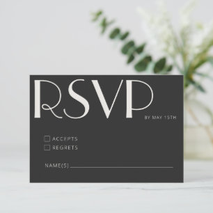 Stout Zwart Typografie Modern Trouwen Klasse RSVP Kaartje