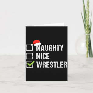 Stoute Aardige Worstelaar Shirt Worstelen Kerstman Kaart