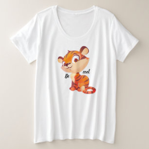 Stoute Blik Tijger Ogen met koele tekst Grote Maat T-shirt