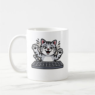 Stoute Cartoon Kat aan Toetsenbord Koffiemok