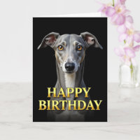 STOUTE DISTINCTE GRIJZE HOND VERJAARDAGSCARD
