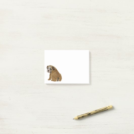 Stoute Engelse Bulldog Puppy Post-it® Notes (Op bureau)