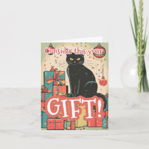 Stoute Grappige Zwarte Kat Kerst Feestdagen Kaart