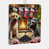 Stoute hond en kat keramisch ornament (Rechts)