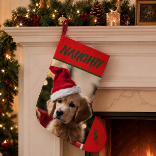 Stoute huisdier Kerstsok - Aangepaste naam foto Kleine Kerstsok