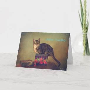 Stoute kat kerstkaart feestdagen kaart