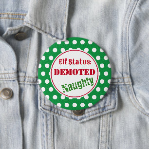 Stoute Kerst Elf Knop Ronde Button 4,0 Cm
