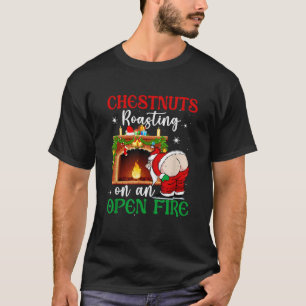 Stoute kerstkastanjes roosteren op een op t-shirt