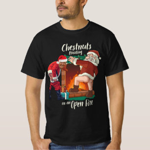 Stoute Kerstman & Trump Vies Food Pun Roostende No T-shirt