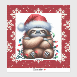 stoute kerstverlichting luiaard sticker