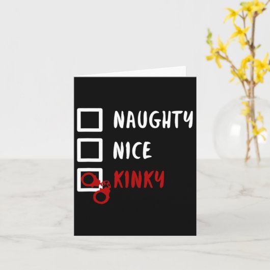 Stoute Leuke Kinky Kerstlijst Kerstman Handboeien Kaart (Gele Bloem)