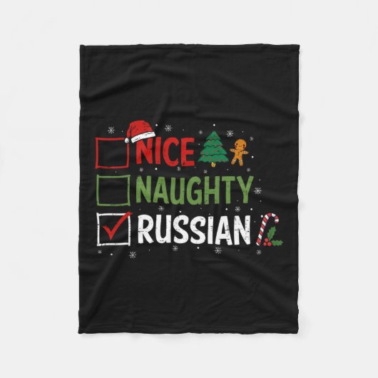 Stoute Leuke Russische Kerstpyjama Kerstman Fleece Deken (Voorkant)