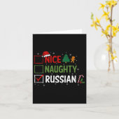 Stoute Leuke Russische Kerstpyjama Kerstman Kaart (Gele Bloem)