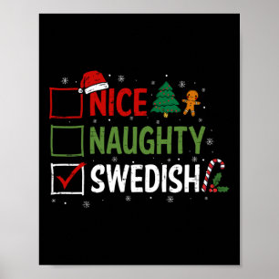 Stoute Leuke Zweedse Kerstpyjama Kerstman Poster