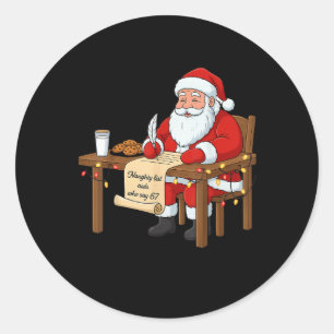 Stoute lijst helpt zeggen 67 Kerstmis Meme Ronde Sticker