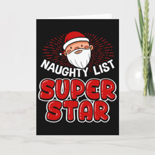 Stoute Lijst Superster Kerstmis - Kerstman Hoed Kaart
