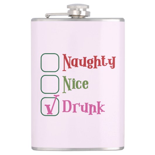Stoute Nette Dronken Grappige Kerstmis Mok Heupfles (Voorkant)