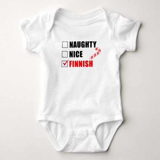 Stoute Nette Finse Kerstman Lijst Baby Body Romper (Voorkant)