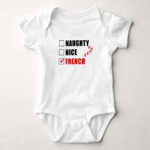 Stoute Nette Franse Kerstman Lijst Baby Bodysuit